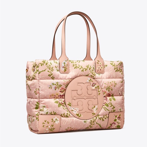 Tory Burch Handbags - Tory Burch Ella Brocade Mini Puffer Tote Blush Floral Embroidered Bag Pink Berry